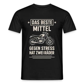 Motorrad gegen Stress – Zwei Räder Heilmittel - Männer T-Shirt - Schwarz - Vorne - AI Model Male 178 light (178cm)