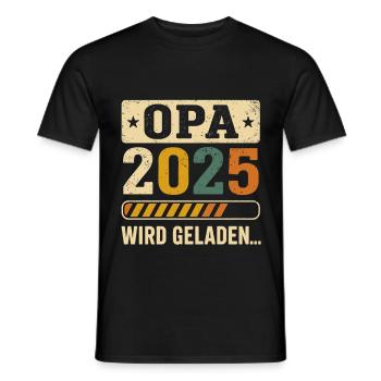 Grandpa 2025 is loaded – Soon Grandpa Design - Men's T-Shirt - black - Front - AI Model Male 178 light (178cm)