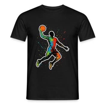 Basketball Splash Dunk – Color explosion in motion - Men's T-Shirt - black - Front - AI Model Male 178 light (178cm)