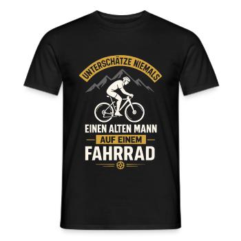 Vieil homme à vélo – ne le sous-estimez jamais - T-shirt homme - noir - Devant - AI Model Male 178 light (178cm)