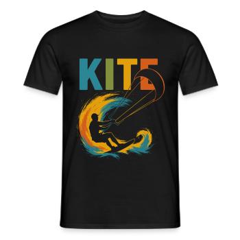 Motif Kitesurfeur | Style de cerf-volant coloré pour les sports nautiques - T-shirt homme - noir - Devant - AI Model Male 178 light (178cm)