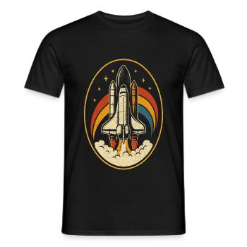 Retro Space Shuttle – Rocket Launch Vintage - Men's T-Shirt - black - Front - AI Model Male 178 light (178cm)
