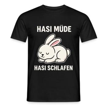 Hasi müde – Hasi schlafen - Männer T-Shirt - Schwarz - Vorne - AI Model Male 178 light (178cm)