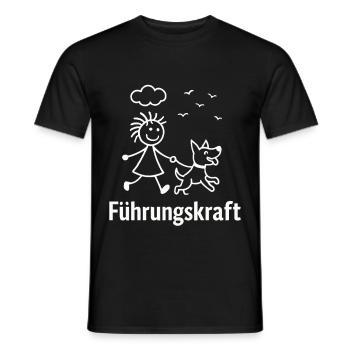 Leader – Promenade de chien avec humour - T-shirt homme - noir - Devant - AI Model Male 178 light (178cm)
