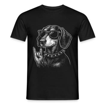 Rock’n’Roll Dachshund – Chien avec style - T-shirt homme - noir - Devant - AI Model Male 178 light (178cm)