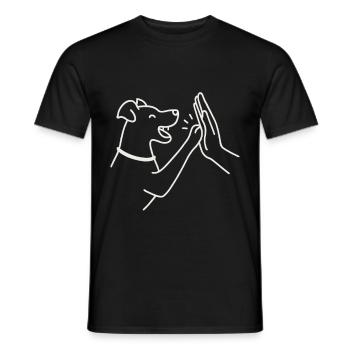 Dog High Five – Minimaliste et mignon - T-shirt homme - noir - Devant - AI Model Male 178 light (178cm)