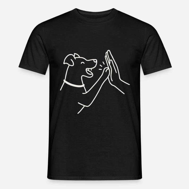 Hund High Five – Minimalistisch & süß - Männer T-Shirt - Schwarz