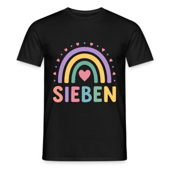 7e anniversaire arc-en-ciel coeur design - T-shirt homme - noir - Devant - AI Model Male 178 light (178cm)