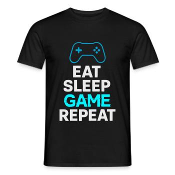 Eat Sleep Game Repeat – Gamer Design - Men's T-Shirt - black - Front - AI Model Male 178 light (178cm)
