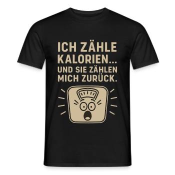 Compteur de calories balances disant T-shirt - T-shirt homme - noir - Devant - AI Model Male 178 light (178cm)