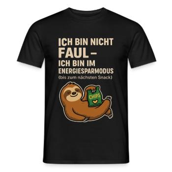 Energiesparmodus Faultier Snackshirt - Männer T-Shirt - Schwarz - Vorne - AI Model Male 178 light (178cm)