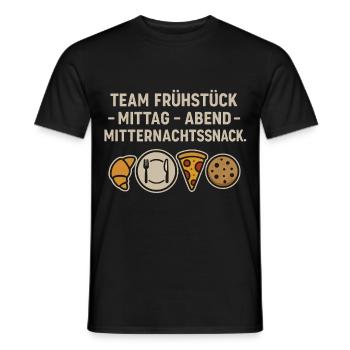 Équipe Petit-déjeuner Déjeuner Dîner Minuit Collation - T-shirt homme - noir - Devant - AI Model Male 178 light (178cm)