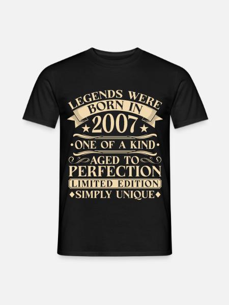 18. Geburtstag Vintage 2007 Jahrgang - Männer T-Shirt - Schwarz