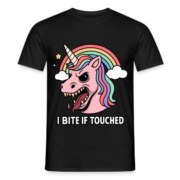 Evil Unicorn with Saying - Men's T-Shirt - black - Front - AI Model Male 178 light (178cm)