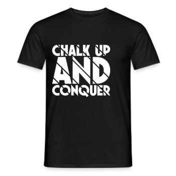 Boulderer Chalk Up and Conquer Bouldering - Men's T-Shirt - black - Front - AI Model Male 178 light (178cm)