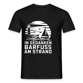 Baltic Sea North Sea coast Barefoot on the beach in thoughts - Men's T-Shirt - black - Front - AI Model Male 178 light (178cm)