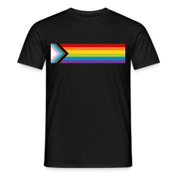 LGBTQ+ Pride Flag Neue Regenbogen Progress Flagge - Männer T-Shirt - Schwarz - Vorne - AI Model Male 178 light (178cm)