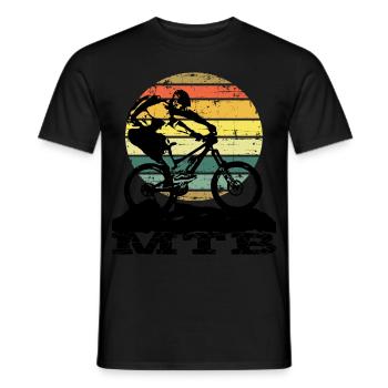 Vélo VTT - T-shirt homme - noir - Devant - AI Model Male 178 light (178cm)