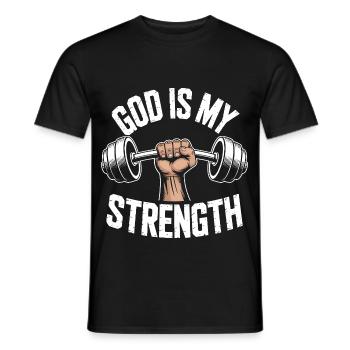 God is my strength! Believing Christian Jesus - Men's T-Shirt - black - Front - AI Model Male 178 light (178cm)