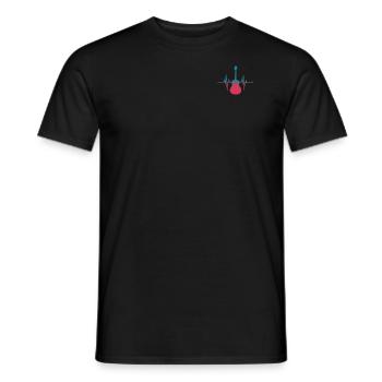 Gitarre Herzschlag Musik Design - Männer T-Shirt - Schwarz - Vorne - AI Model Male 178 light (178cm)