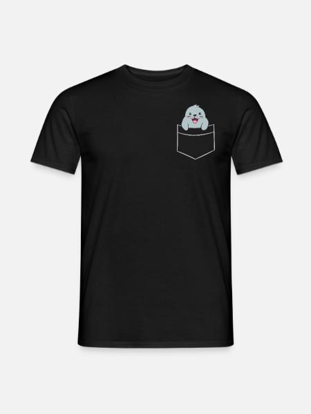Seehund - In Brusttasche / Hemdtasche - Männer T-Shirt - Schwarz