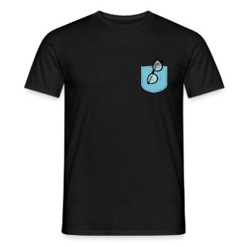 Glasses in the chest pocket - Men's T-Shirt - black - Front - AI Model Male 178 light (178cm)