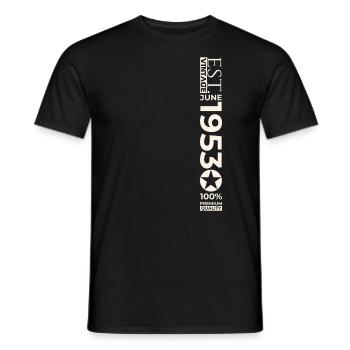 70th Birthday Man Original June Year 1953 - Men's T-Shirt - black - Front - AI Model Male 178 light (178cm)