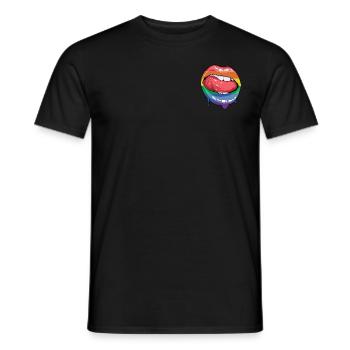 Colorful Kiss Mouth Rainbow Gay Lesbian LGBT - Men's T-Shirt - black - Front - AI Model Male 178 light (178cm)