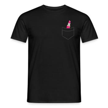 Lipstick - In chest pocket / shirt pocket - Men's T-Shirt - black - Front - AI Model Male 178 light (178cm)