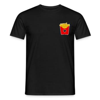 French fries fast food heart gift idea foodporn - Men's T-Shirt - black - Front - AI Model Male 178 light (178cm)