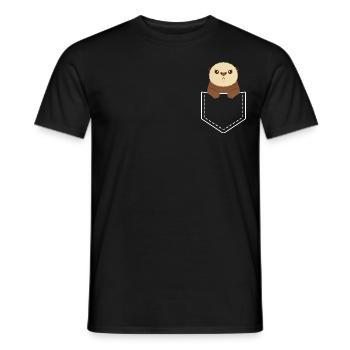 Cute Grumpy Otter In Pocket - T-shirt homme - noir - Devant - AI Model Male 178 light (178cm)