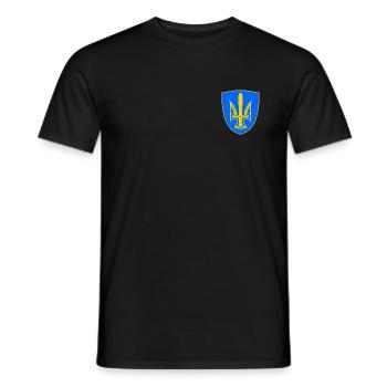 Ukraine Coat of Arms Sword Ukrainian yellow blue - Men's T-Shirt - black - Front - AI Model Male 178 light (178cm)