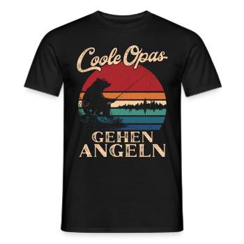 Cool Grandpas Go Fishing Retro Grandpa - Men's T-Shirt - black - Front - AI Model Male 178 light (178cm)