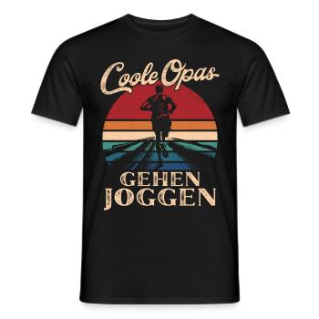 Cool Grandpas Walking Jogging Retro Grandpa - Men's T-Shirt - black - Front - AI Model Male 178 light (178cm)