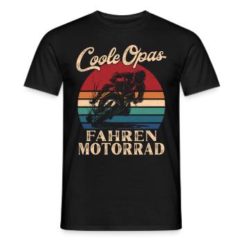 Cool Grandpas Riding Motorcycle Retro Grandpa - Men's T-Shirt - black - Front - AI Model Male 178 light (178cm)