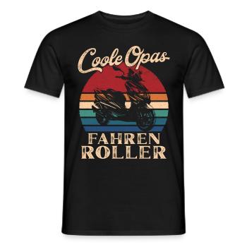 Cool Grandpas Riding Scooter Retro Grandpa - Men's T-Shirt - black - Front - AI Model Male 178 light (178cm)