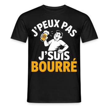J'Peux Pas J'Suis Bourré Apéro Humour - T-shirt homme - noir - Devant - AI Model Male 178 light (178cm)