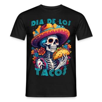 Squelette mexicain humoristique Dia de los tacos - T-shirt homme - noir - Devant - AI Model Male 178 light (178cm)