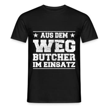 Aus dem Weg Butcher im Einsatz Design - Männer T-Shirt - Schwarz - Vorne - AI Model Male 178 light (178cm)
