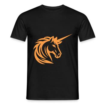Magie in Orange – Das Einhorn Design - Männer T-Shirt - Schwarz - Vorne - AI Model Male 178 light (178cm)