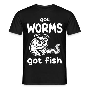 Got Worms Got Fish - Conception amusante de ver de pêcheur - T-shirt homme - noir - Devant - AI Model Male 178 light (178cm)