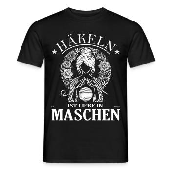 Le crochet, c’est l’amour – créatif et qui vient du cœur - T-shirt homme - noir - Devant - AI Model Male 178 light (178cm)