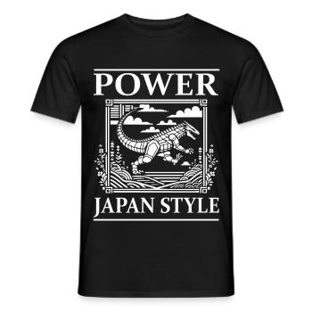 Conception de puissance de bande dessinée Kaiju - Style japonais - T-shirt homme - noir - Devant - AI Model Male 178 light (178cm)