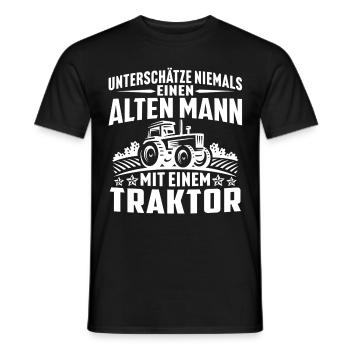 Alten mann mit einem traktor - Männer T-Shirt - Schwarz - Vorne - AI Model Male 178 light (178cm)