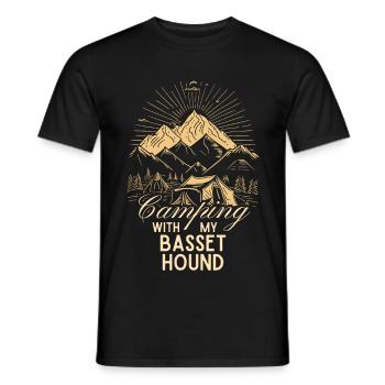 Basset Hound Camping Randonnée Plein air - T-shirt homme - noir - Devant - AI Model Male 178 light (178cm)