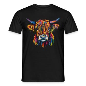Kuh Highland Cow - Men's T-Shirt - black - Front - AI Model Male 178 light (178cm)