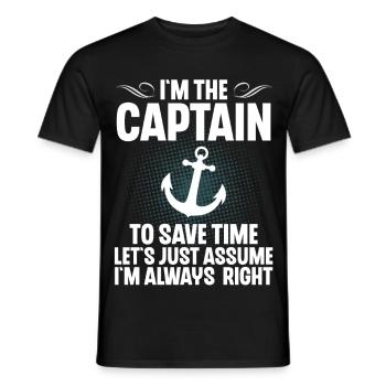 Capitaine Voilier Bateau à moteur Bateau Marin - T-shirt homme - noir - Devant - AI Model Male 178 light (178cm)
