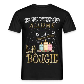 Si tu vois ça allume la bougie cadeau de Noël - T-shirt homme - noir - Devant - AI Model Male 178 light (178cm)