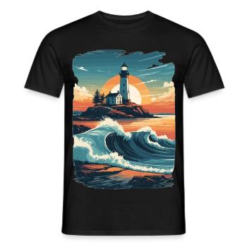 Lighthouse - Men's T-Shirt - black - Front - AI Model Male 178 light (178cm)