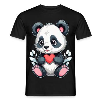 Panda mit Herz - Männer T-Shirt - Schwarz - Vorne - AI Model Male 178 light (178cm)